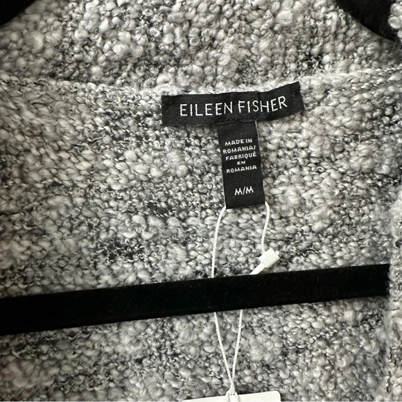 NWT Eileen Fisher Shawl Collar Wool Slub Cardigan Sweater Moon Gray Size Medium - Picture 6 of 7
